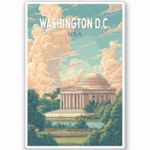 Pegatina Washington DC Thomas Jefferson Memorial Travel Art