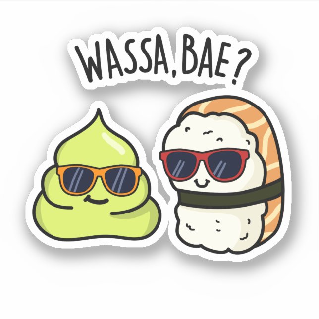 Pegatina Wassa Bae Funny Food Wasabi Pun (Anverso)