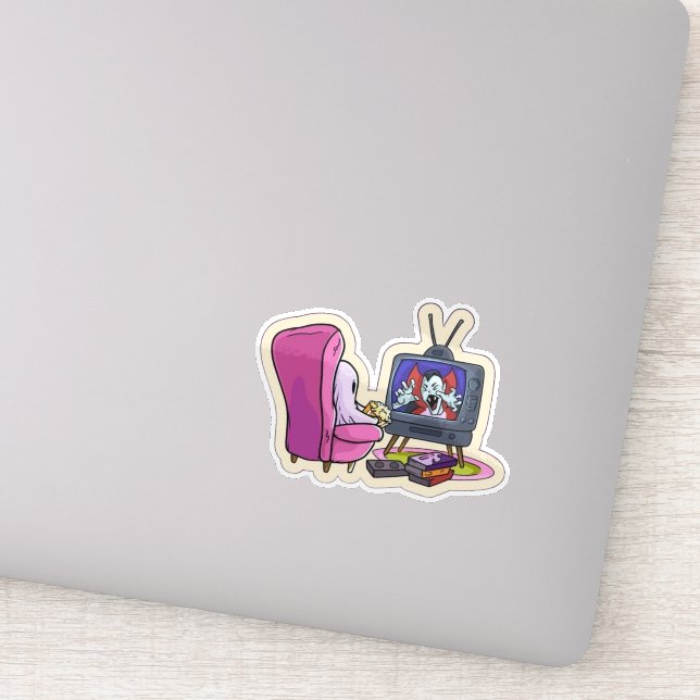 Pegatina Watching TV ghost  (Detalle)