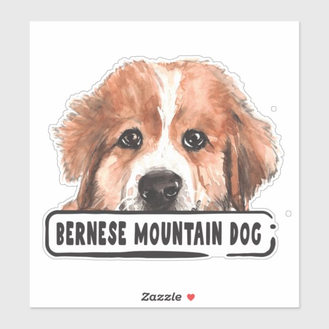 Pegatina Watercolor Bernese Mountain Dog (Hoja)