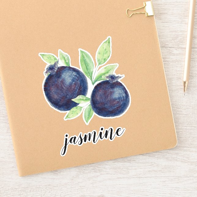 Pegatina Watercolor Blueberries Monogramado (Cuaderno)