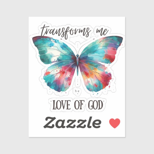 Pegatina Watercolor butterfly with Christian quote: "God's  (Hoja)
