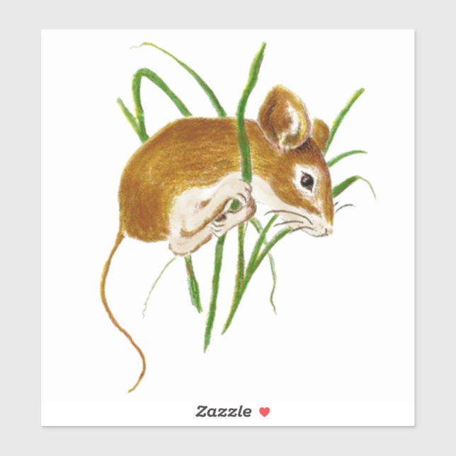 Pegatina Watercolor Cute Mouse Ratones arte Animal (Hoja)