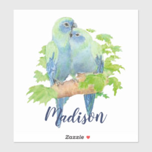 Pegatina Watercolor Cute Parrot Bird Pareja Art