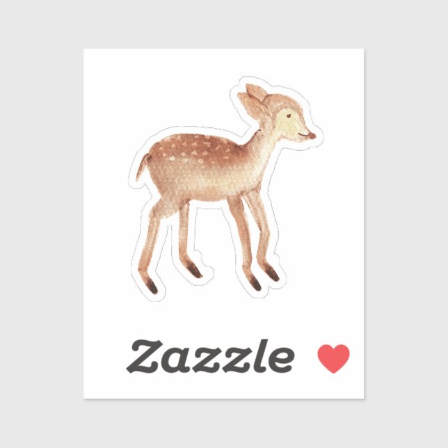 Pegatina Watercolor De Deer De Woodland (Hoja)