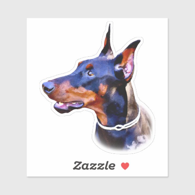 Pegatina Watercolor Doberman Pinscher (Hoja)