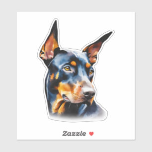 Pegatina Watercolor Doberman Pinscher