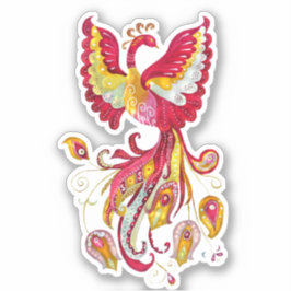 Pegatina Watercolor Firebird o Phoenix Fantasy Creature