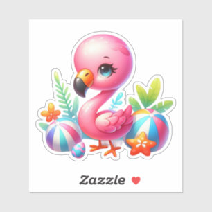 Pegatina Watercolor Flamingo Personalizado Clipart