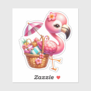 Pegatina Watercolor Flamingo Personalizado Clipart