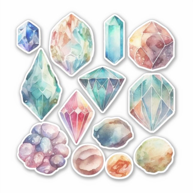 Pegatina Watercolor Gemstones Vinyl (Anverso)