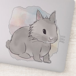 Pegatina Watercolor Grey lionhead bunny 