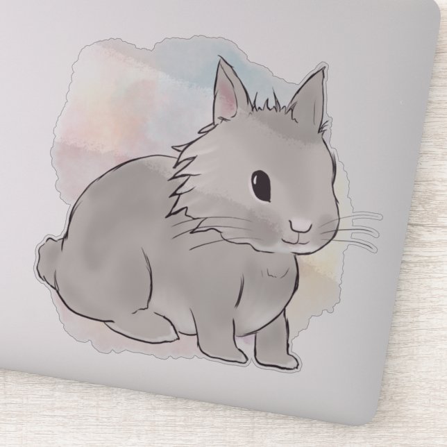 Pegatina Watercolor Grey lionhead bunny  (Detalle)
