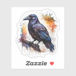 Pegatina Watercolor Raven