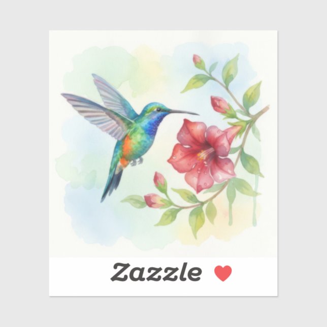 Pegatina Watercolor Small Hummingbird (Hoja)