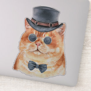 Pegatina Watercolor Steampunk Kitty