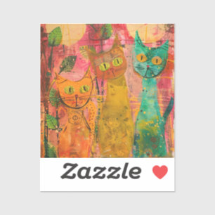 Pegatina Watercolor Vintage Resumen Cat (2)