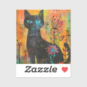 Pegatina Watercolor Vintage Resumen Cat (9)