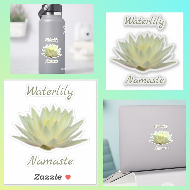 Pegatina Waterlily Lotus Namaste Pastel Yellow Green (Subido por el creador)