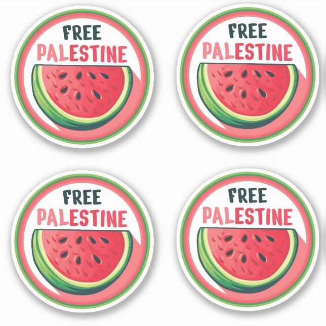 Pegatina Watermelon Palestine Free Colorfull (Anverso)