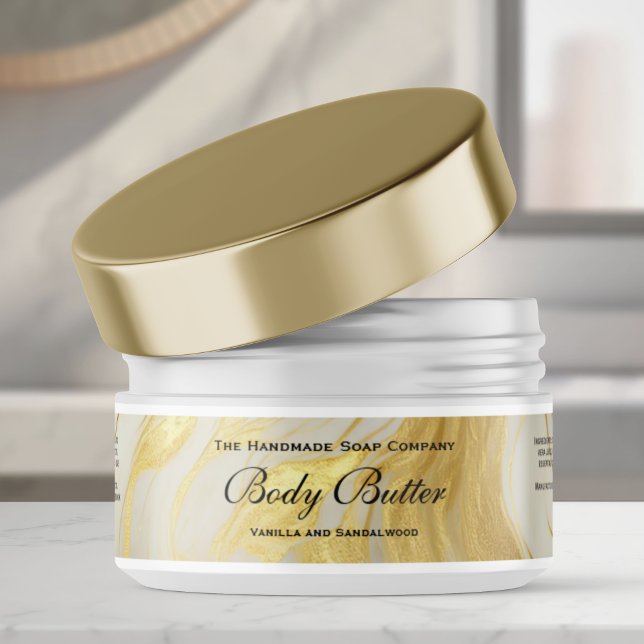 Pegatina Waterproof Gold Ivory Body Butter Jar Label 1 x 7 (Subido por el creador)