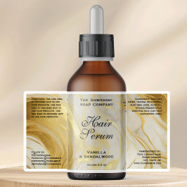 Pegatina Waterproof Ivory Gold Foil Dropper Bottle Label