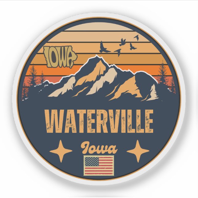 Pegatina Waterville, Iowa (Anverso)
