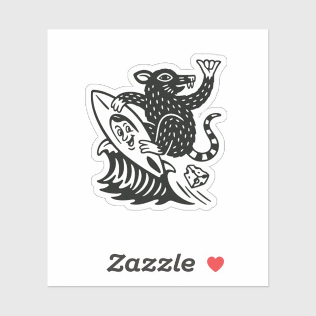 Pegatina Wave Rat Shaka Funny Sticker (Hoja)