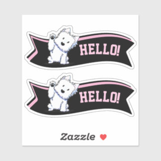 Pegatina Waving Westie Custom-Cut Vinyl Sticker