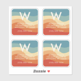 Pegatina Wavy Retro Strin Monograma Personal Contacto