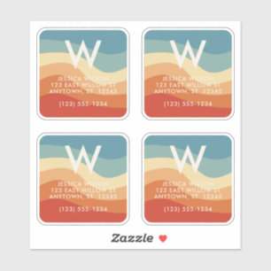 Pegatina Wavy Retro Strin Monograma Personal Contacto