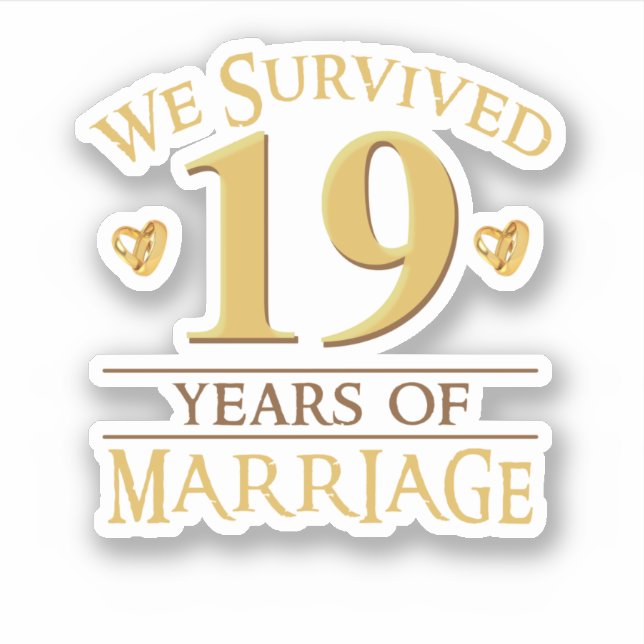 Pegatina We Survived 19 Years Of Marriage Couple 19th Anniv (Anverso)
