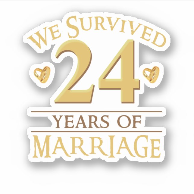 Pegatina We Survived 24 Years Of Marriage Couple 24th Anniv (Anverso)