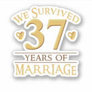 Pegatina We Survived 37 Years Of Marriage Couple 37th Anniv