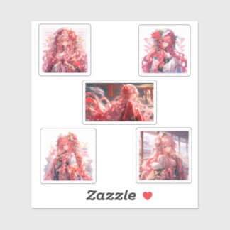 Pegatina wearing Kimono, cute anime girls