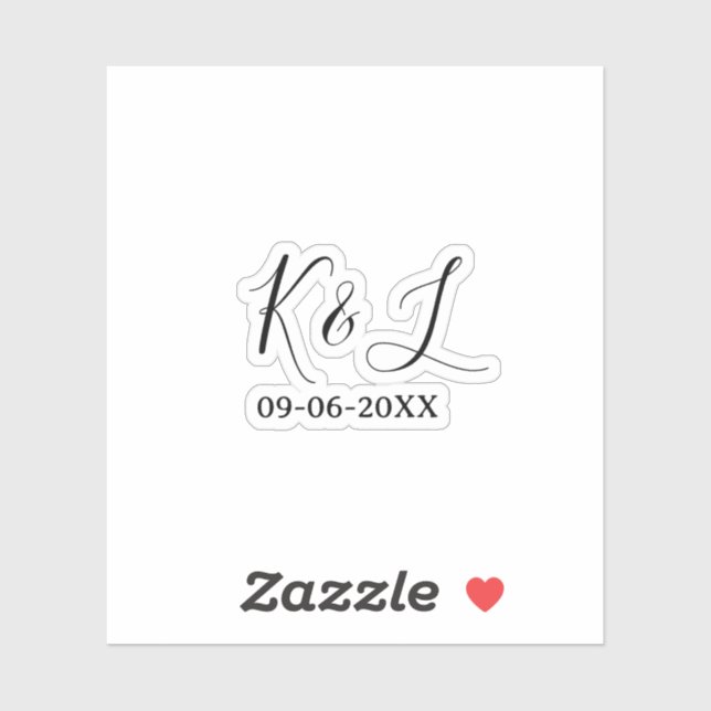 Pegatina Wedding couple name letter date red pastel backgro (Hoja)