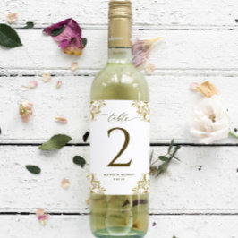 Pegatina Wedding Wine Bottle Table Numbers Vintage Gold