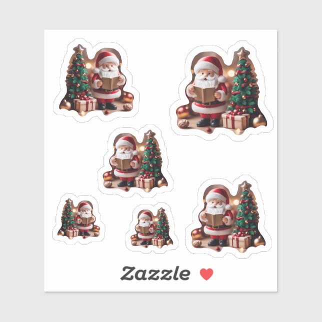 Pegatina Weihnachtsmann mit Tannenbaum in 3D - 6  (Hoja)