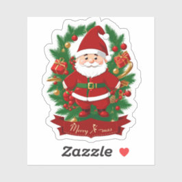 Pegatina Weihnachtsmann mit Tannenzweigen -