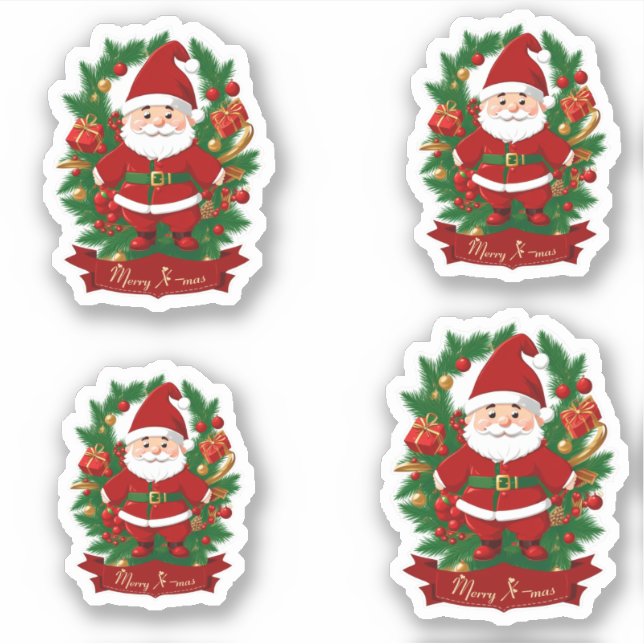 Pegatina Weihnachtsmann mit Tannenzweigen - 4  (Anverso)