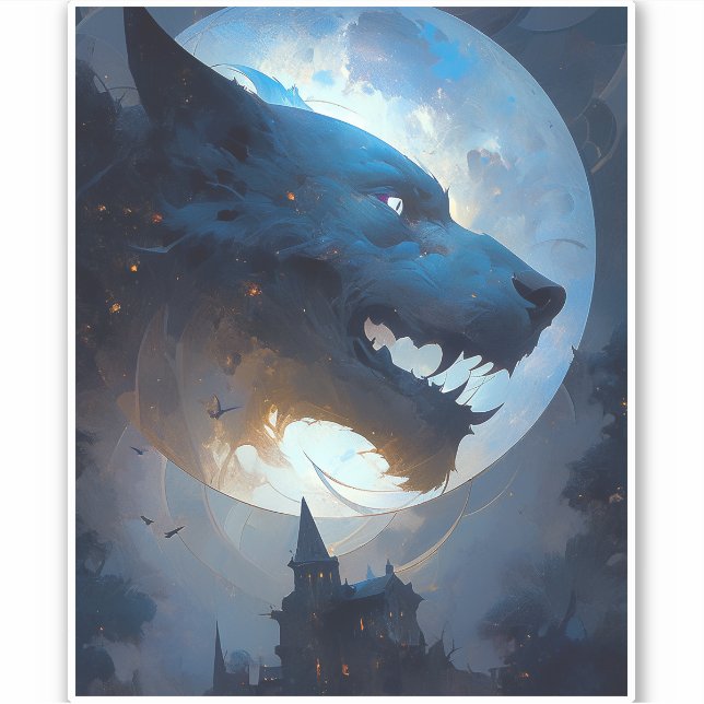 Pegatina Werewolf Oscuro Fantasy Horror (Anverso)