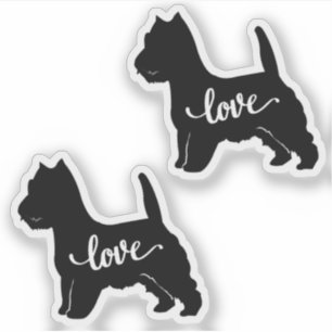 Pegatina West Highland Terrier Perro Rama Amor x2 Vinyl