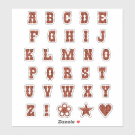 Pegatina Western Theme Font Red Paisley Alphabet Letters