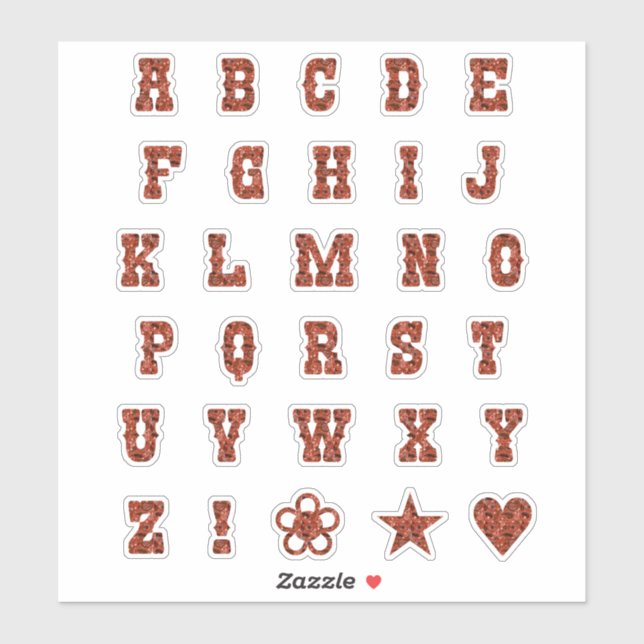 Pegatina Western Theme Font Red Paisley Alphabet Letters (Hoja)