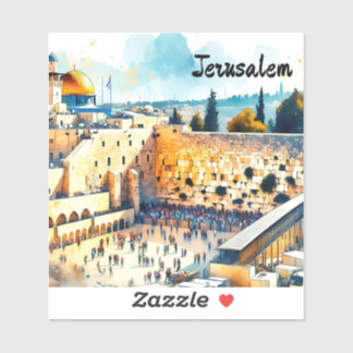 Pegatina Western Wall Kotel Water Color Art