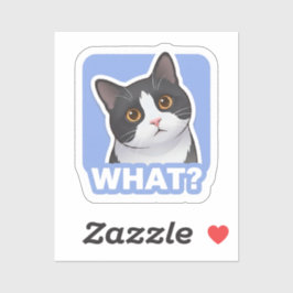 Pegatina WHAT? Funny Cat Sticker – Cute Confused Cat Meme