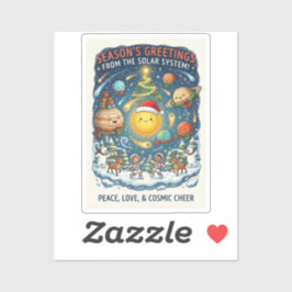 Pegatina Whimsical Fun filled Solar System Christmas Party