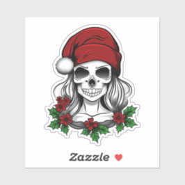 Pegatina Whimsical Gothic Santa Skull Navidades