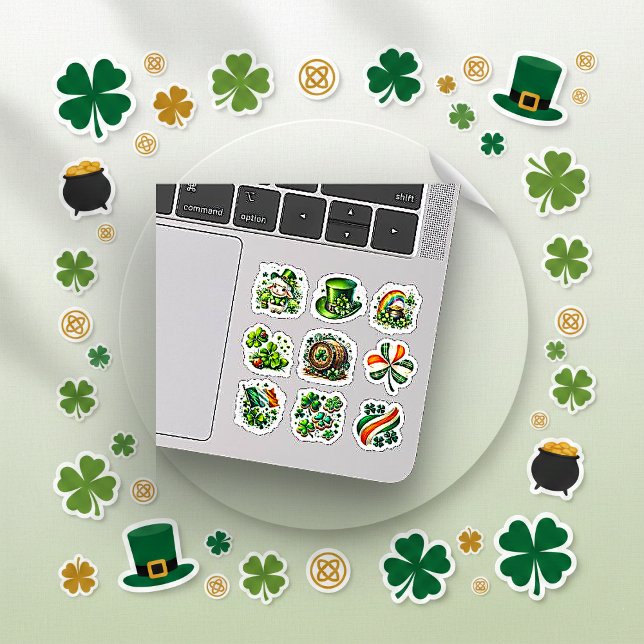 Pegatina Whimsical Green Irish Folk St. Patrick’s Day Set (Subido por el creador)