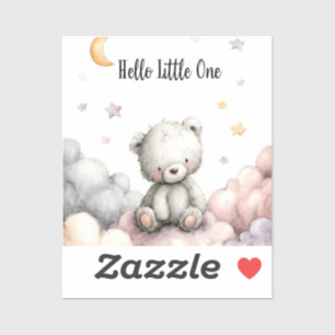 Pegatina Whimsical "Hello Little One" Teddy Bear